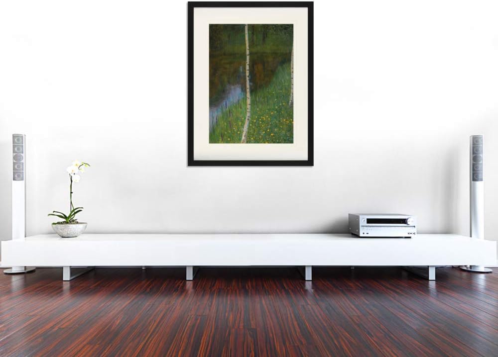 1art1 Gustav Klimt Poster Seeufer Mit Birken, 1901 Gerahmtes Bild Mit Edlem Passepartout | Wand-Bild