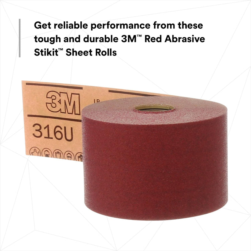 3M Stikit Schleifpapier-Rolle, 01687, P120, 6,4 cm x 22,7 m, Rot, 1