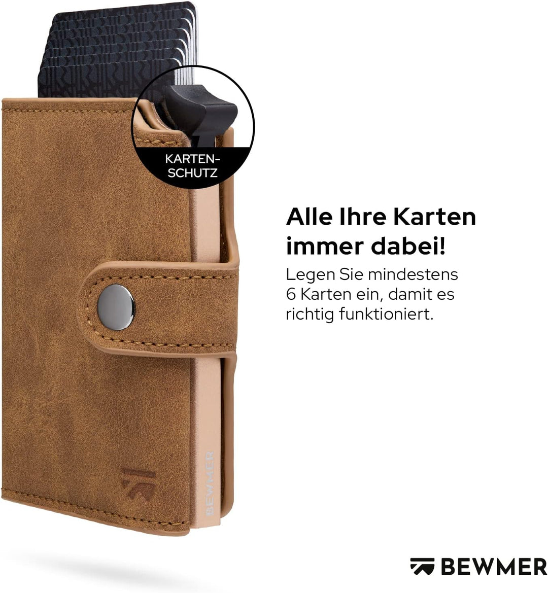 BEWMER 2 Shielded | Herren und Damen Slim Wallet mit RFID-Schutz Anti-Cloning | Kartenetui mit Münzf