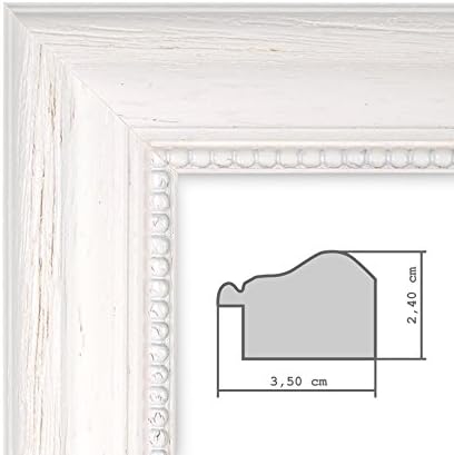 Bilderrahmen Landhaus-Stil Weiss 20x30 cm Massivholz mit Glasscheibe und Zubehör/Fotorahmen