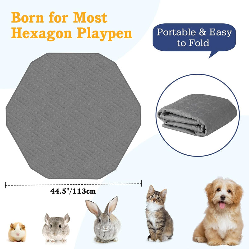 Pawaboo Hexagon Unterlagen für Haustier, [44,5"/113 cm Extra Gross] Kleintier Pee Pad Meerschweinche