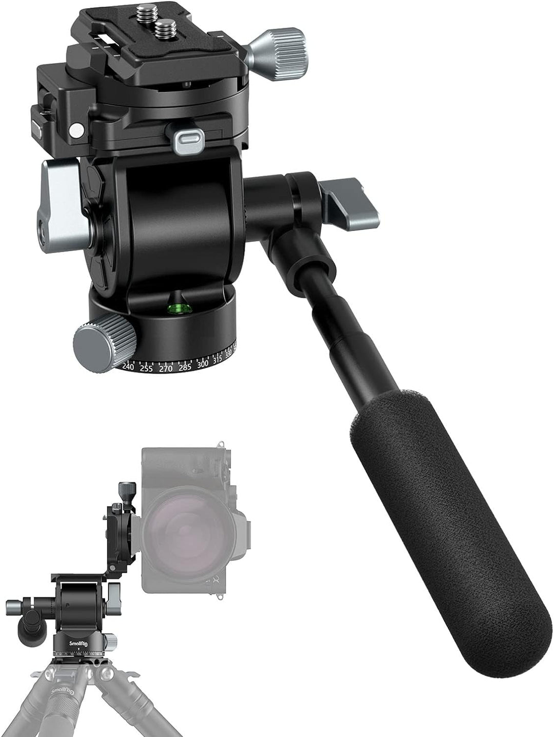 SMALLRIG Video Head Videokopf für Vertikale/Horizontale Aufnahmen, Tripod Stativ-Schwenk-Neige-Fluid