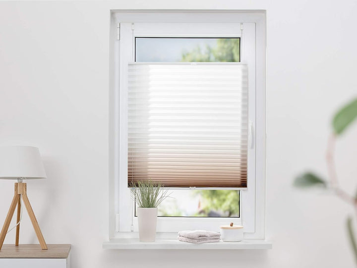 K-home Klemmfix-Plissee Farbverlauf Braun 100cm x 130cm (B x L) 100 x 130 cm Braun, 100 x 130 cm Bra