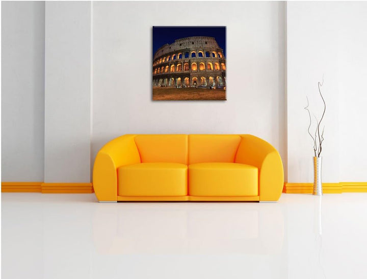 Colosseum in Rom, Format: 70x70 auf Leinwand, XXL riesige Bilder fertig gerahmt mit Keilrahmen, Kuns