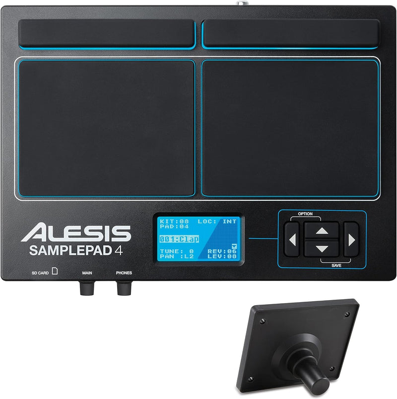 Alesis Sample Pad 4 Percussion und SD Cards Player mit 4 Pads + Alesis Module Mount EPercussion Mont