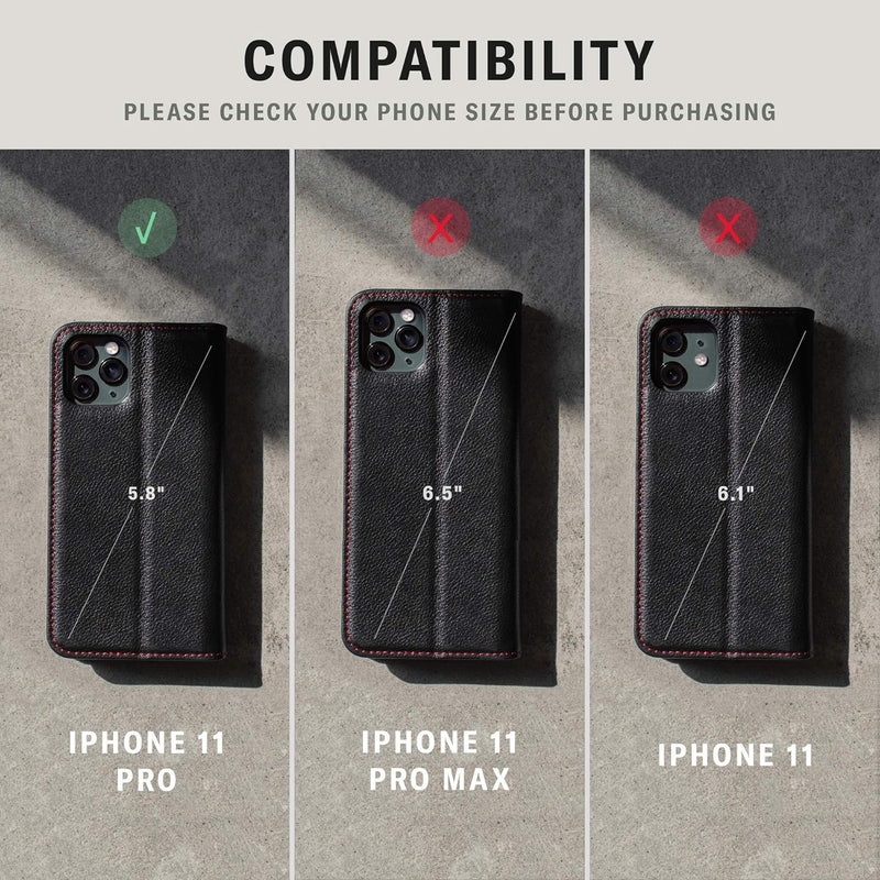 TORRO Hülle kompatibel mit iPhone 11 Pro – Premium Leder Hülle mit Standfunktion und Kartenfächern (