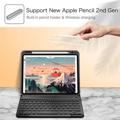 Fintie Tastatur Hülle für iPad Pro 11 Zoll 2020 & 2018, Soft TPU Rückseite Gehäuse Schutzhülle mit P