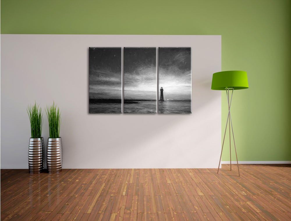 Pixxprint Leuchtturm im Sonnenuntergang als Leinwandbild/Grösse: 3 Teilig (120x80) cm/Wandbild/Kunst