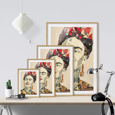 Bild mit Rahmen - Frida Kahlo - Collage No.2 - Rahmenfarbe Eiche, 40 x 30 cm 40cm x 30cm Eiche, 40cm