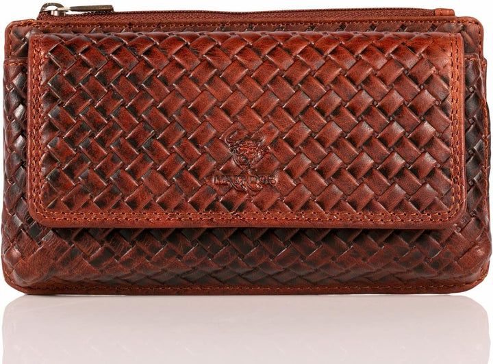 MATADOR Echt Leder Universal Handy-Tasche Holster Gürteltasche Klettverschluss Caro Design Quer für