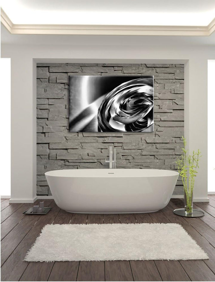 Monocrome, Abstrakte Form, Format: 100x70 auf Leinwand, XXL riesige Bilder fertig gerahmt mit Keilra