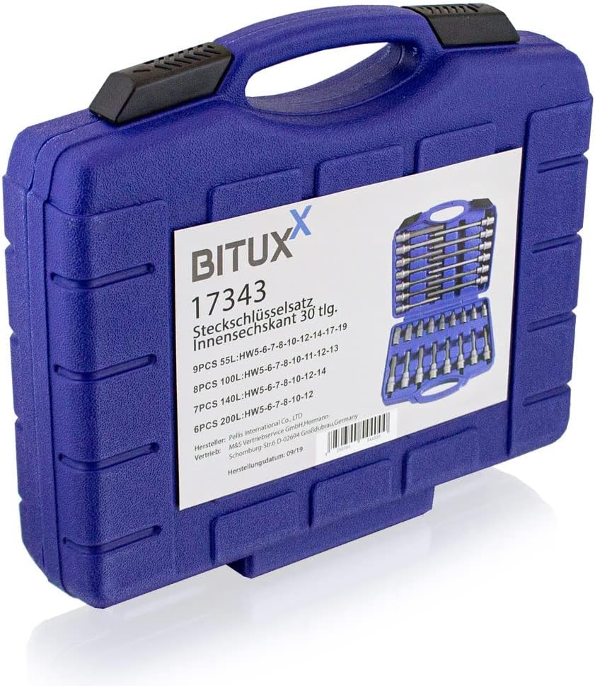 BITUXX 30 tlg Innen Sechskant Steckschlüssel Werkzeug Set Stecknuss Nuss Satz