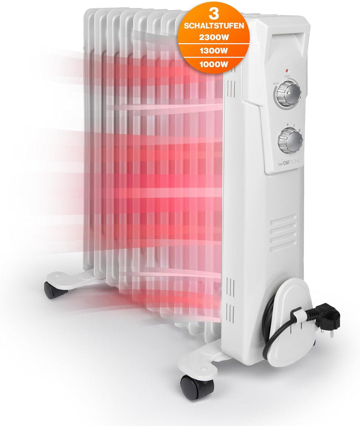 Clatronic® Ölradiator | Effiziente mobile Heizung | elektrische Heizung mit 11 Rippen | Radiator mit