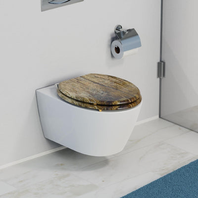 SCHÜTTE WC-Sitz Holzkern SOLID WOOD, Toilettensitz mit Absenkautomatik, passend für viele handelsübl