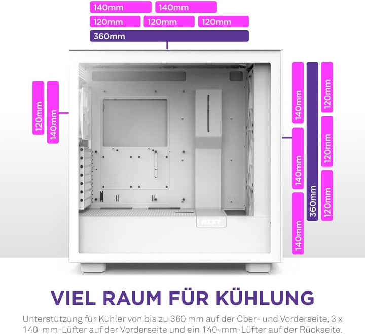 NZXT H7 Flow RGB - CM-H71FW-R1 - ATX Mid-Tower Gaming PC-Gehäuse - USB-C Port - Mesh Front- & Temper