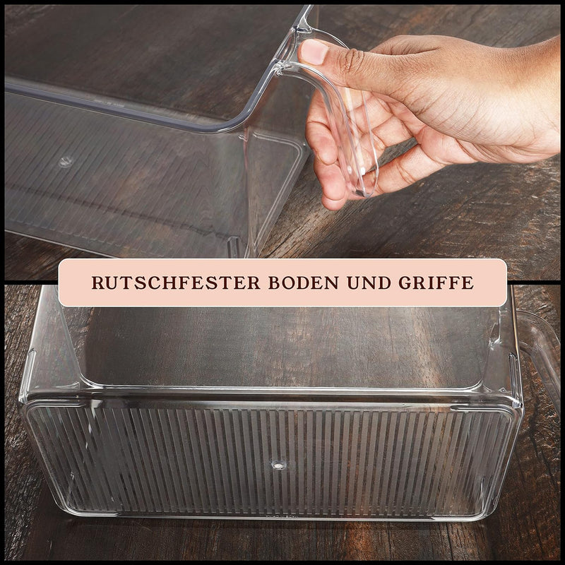 Kurtzy (4 Stk) Kühlschrank Organizer mit Griff - 31,2 cm - Gesamtlänge - Durchsichtige Organizer Küh