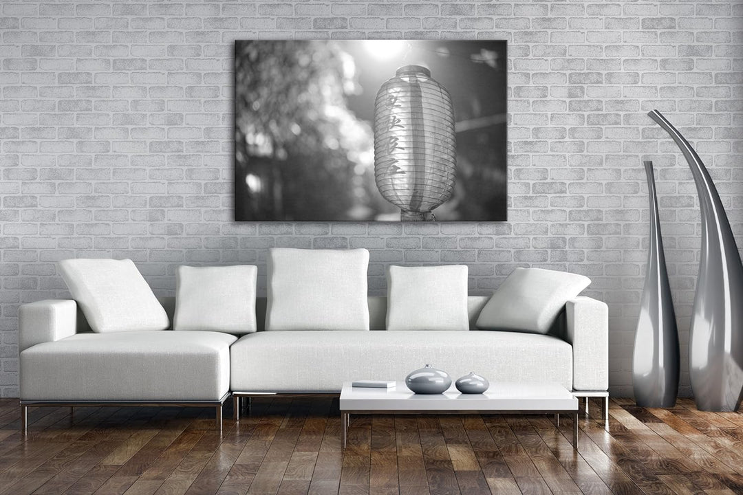 deyoli asiatische Laterne Effekt: Schwarz/Weiss Format: 80x60 als Leinwandbild, Motiv fertig gerahmt