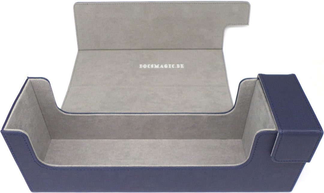 docsmagic.de Premium Magnetic Tray Long Box Dark Blue Medium - Card Deck Storage - Kartenbox Aufbewa