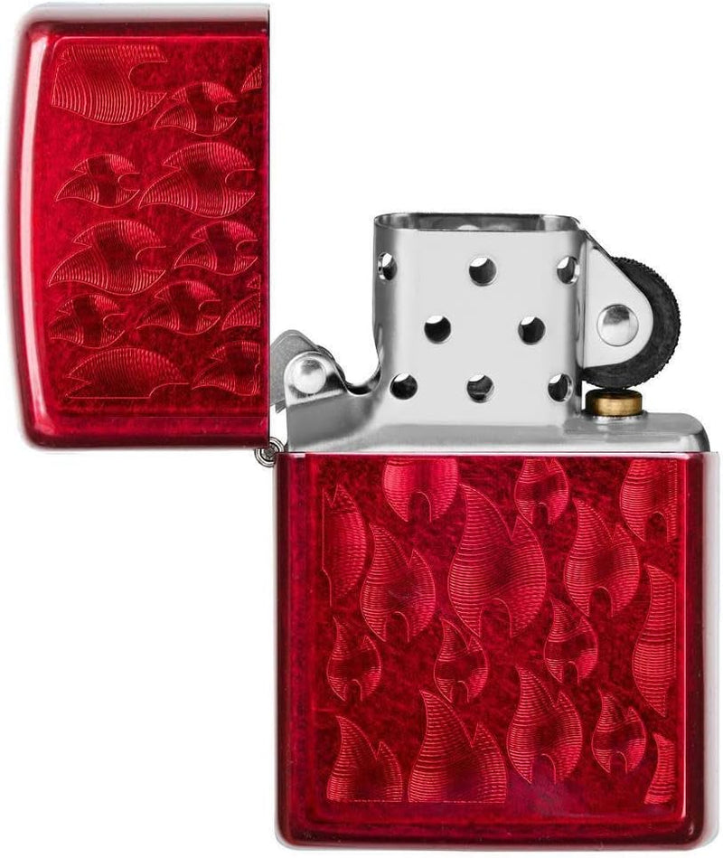 Zippo 29824 Sturmfeuerzeug mit Eisflammen-Design, Unisex, Rot, Rot