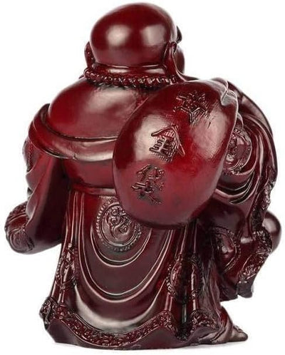 Lachineuse - Traditionelle lachende Buddha-Statue, 18 cm, Farbe: Rot, Feng Shui-Dekoration, chinesis
