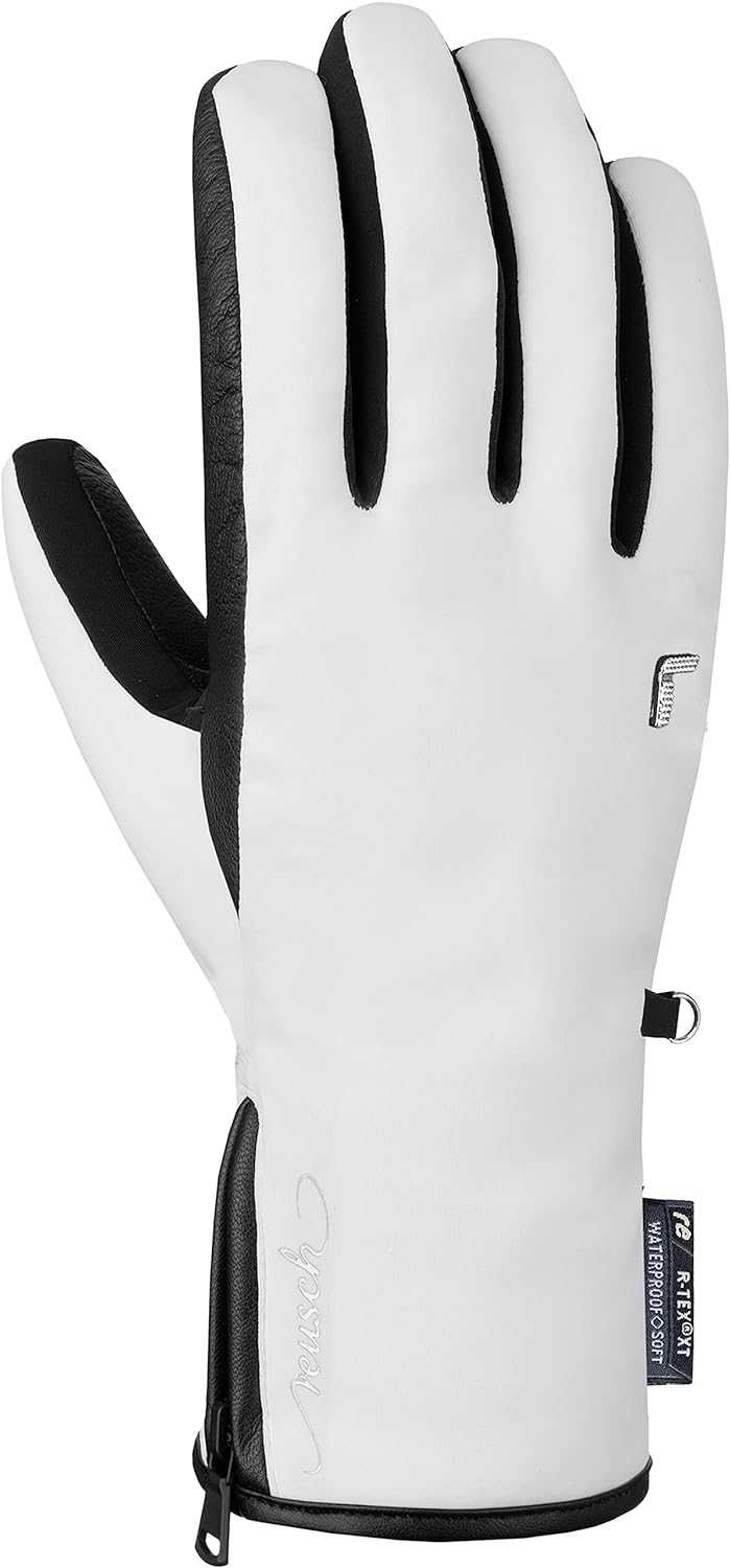 Reusch Damen Handschuhe Tiffany R-tex Xt Extra Warm, Wasserdicht, Atmungsaktiv 8.5 Weiss / Schwarz,