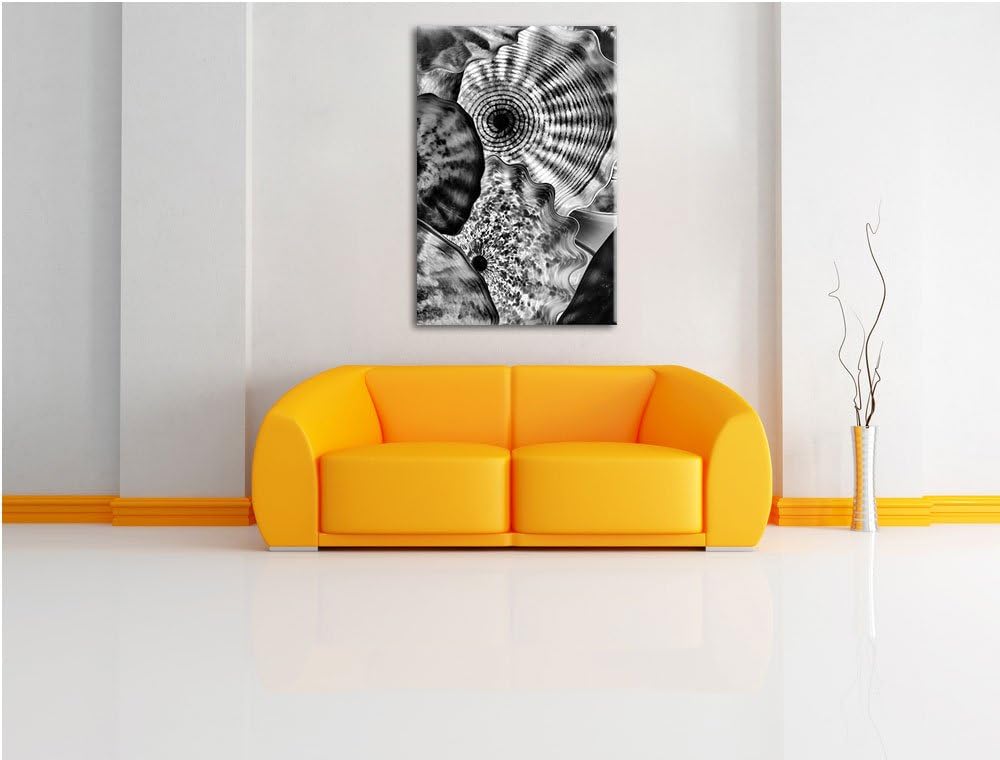 Monocrome, bunte Quallen, Format: 100x70 auf Leinwand, XXL riesige Bilder fertig gerahmt mit Keilrah