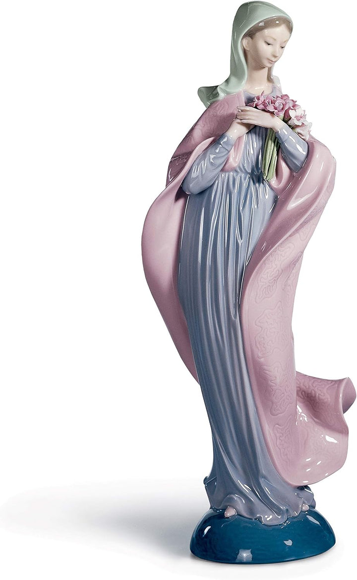LLADRÓ Figur Maria Mit Blumen. Jungfrau Maria. Porzellan.