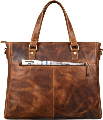 STILORD 'Amber' Business Umhängetasche Damen Leder Aktentasche gross Laptoptasche Vintage Handtasche