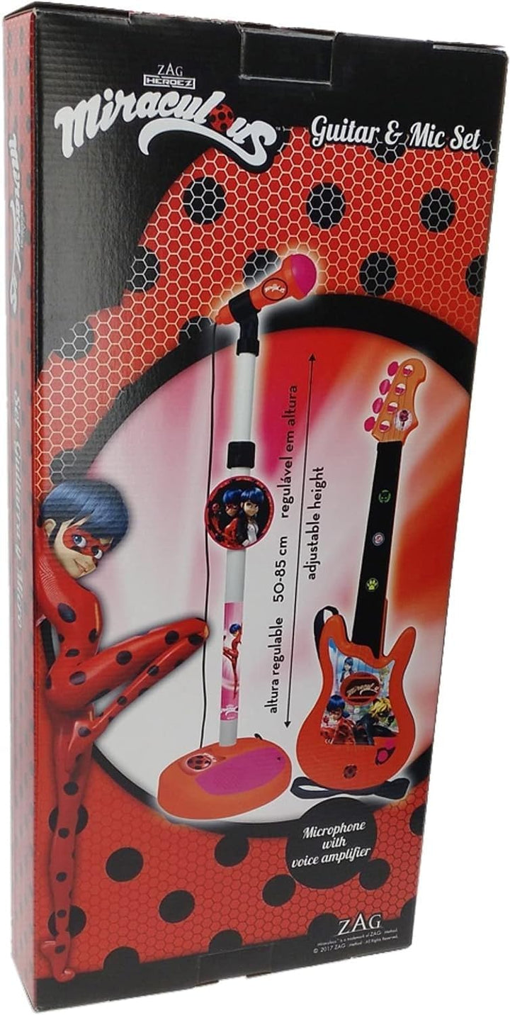 Reig 2675 Miraculous: Tales of Ladybug & Cat Noir Gitarre mit Standmikrofon und Verstärker, rot, M
