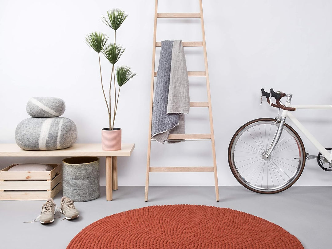 myfelt Lora Filzkugelteppich — Ø 50 cm, ideal für Schlaf-, Wohn-, Kinderzimmer, Flur & Bad Ø 50 cm R