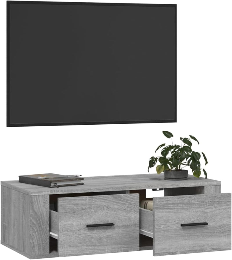 Tidyard TV Schrank TV Board Hängend mit 2 Schubladen TV Lowboard Fernseherschank für Wohnzimmer Holz