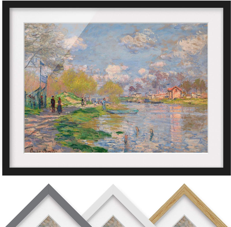 Bild mit Rahmen - Claude Monet - Seine - Rahmenfarbe Schwarz, 50 x 70 cm 50cm x 70cm Schwarz, 50cm x