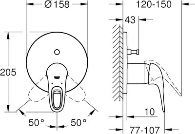 GROHE Eurostyle | Einhand-Wannenbatterie | chrom | 24049003,Offener Hebel