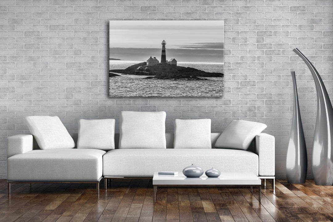 deyoli einsamer norwegischer Leuchtturm Format: 60x40 Effekt: Schwarz/Weiss als Leinwand, Motiv fert