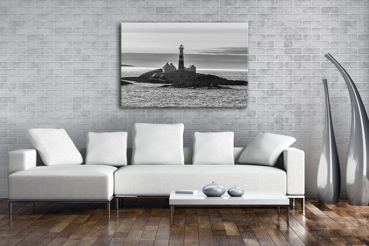 deyoli einsamer norwegischer Leuchtturm Format: 60x40 Effekt: Schwarz/Weiss als Leinwand, Motiv fert
