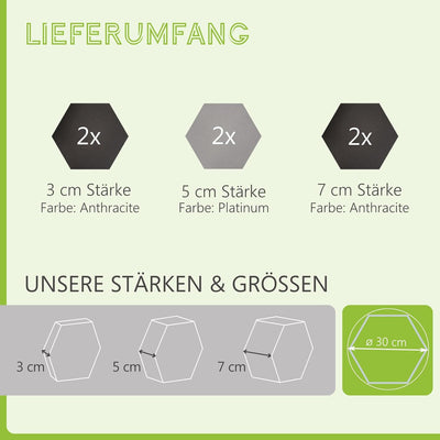 platino24 Akustikpaneele 6 Elemente Edition LOFT 3D I Ø 300mm Akustikplatten Schalldämmung Wand & De