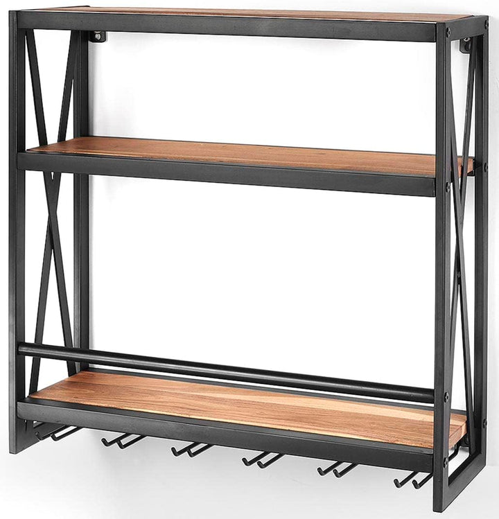Kobolo Weinregal Wandregal - Syrah - aus Metall und Mangoholz 60x20x62