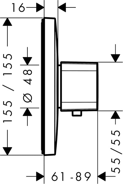 hansgrohe Ecostat E Unterputz Highflow Thermostat, für 1 Funktion, Chrom, für Durchfluss bis ca. 59l