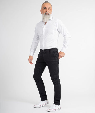 Indumentum Chino Hose Basic Slim Fit IS-305 31W / 32L Schwarz, 31W / 32L Schwarz