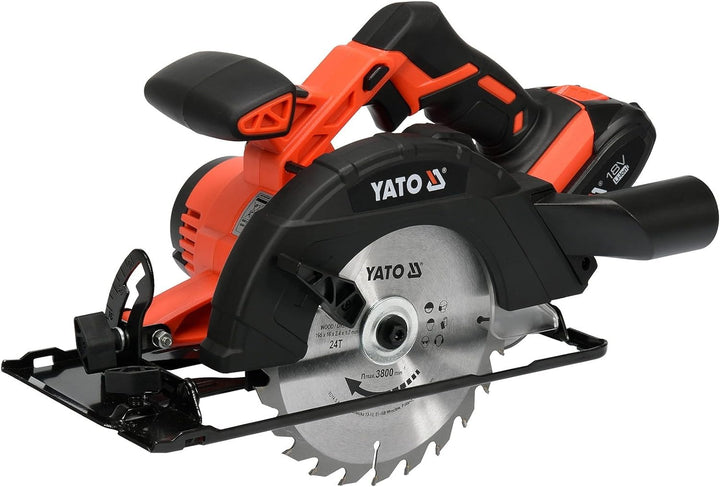 YATO Profi AKKU Handkreissäge 18V | 2,0 Ah Li-Ion Akku | Schnellladegerät | Staubsaugeradapter | Säg
