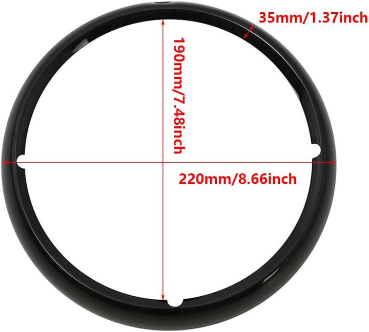Motorrad Scheinwerfer Lampe Trimmring Abdeckung, TOTMOX 7'' ABS Kunststoff Scheinwerfer Trimmring Ri