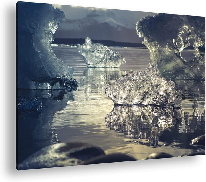 deyoli Antarktisches Eis Format: 80x60 als Leinwand, Motiv fertig gerahmt auf Echtholzrahmen, Hochwe