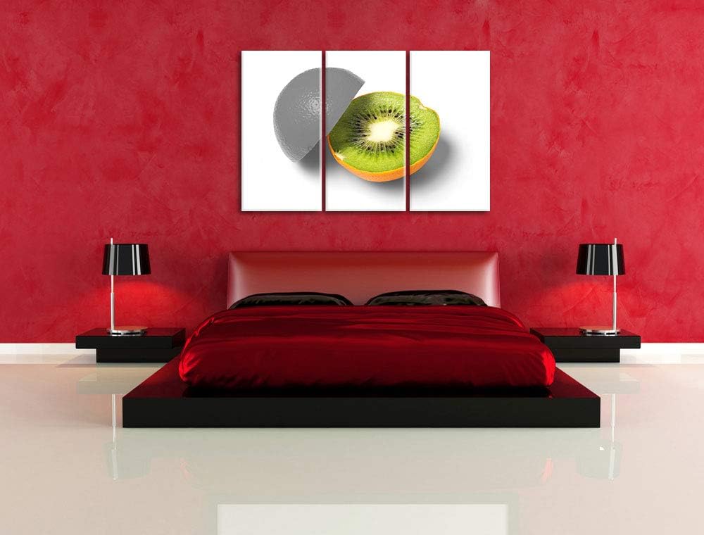 Orangen Kiwi Fruit Früchte Obst schwarz/weiss 3-Teiler Leinwandbild 120x80 Bild auf Leinwand, XXL ri