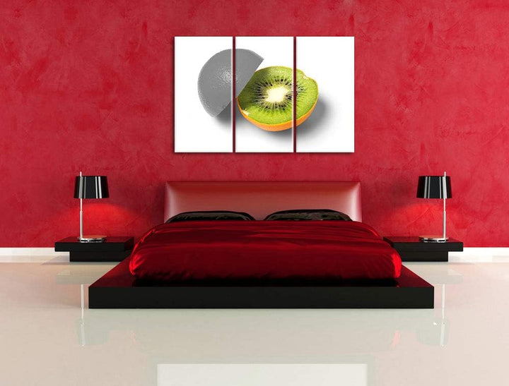 Orangen Kiwi Fruit Früchte Obst schwarz/weiss 3-Teiler Leinwandbild 120x80 Bild auf Leinwand, XXL ri