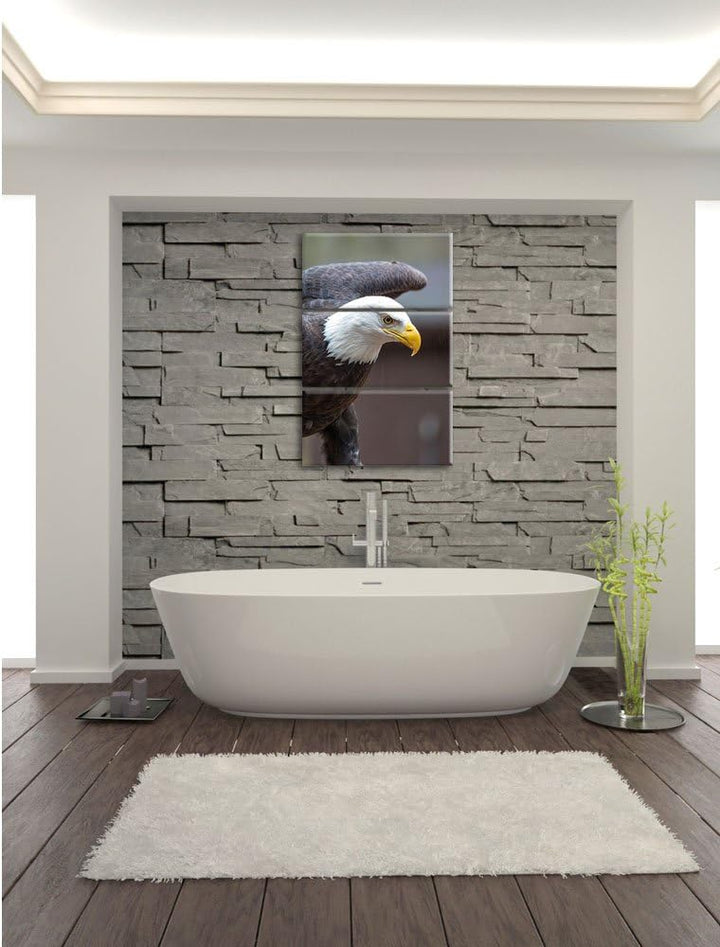 Adler 3-Teiler Leinwandbild 120x80 Bild auf Leinwand, XXL riesige Bilder fertig gerahmt mit Keilrahm
