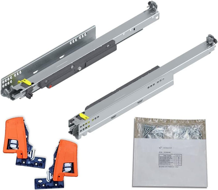 BLUM MOVENTO TIP-ON 760H Schubladenschienen, 600mm Vollauszug 40kg, 1 Paar inkl. Kupplung und Montag