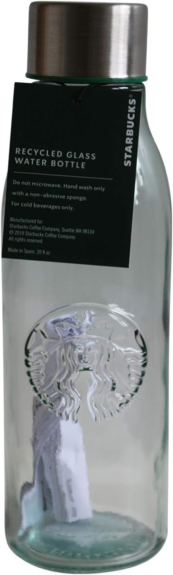 Starbucks Coffee Water Bottle Wasserflasche Kaltgetränke Recycled Glass 20oz/591ml