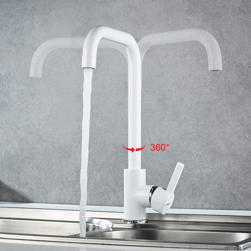 IBERGRIF M22105W, Hoch Küchenarmatur, Einhebel Spültischarmatur, Wasserhahn für Küche, Weiss, Weiss