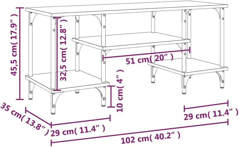 Tidyard TV Schrank mit 3 Ablagen Versehen Lowboard Fernsehtisch Fernsehschrank TV Möbel Holzwerkstof