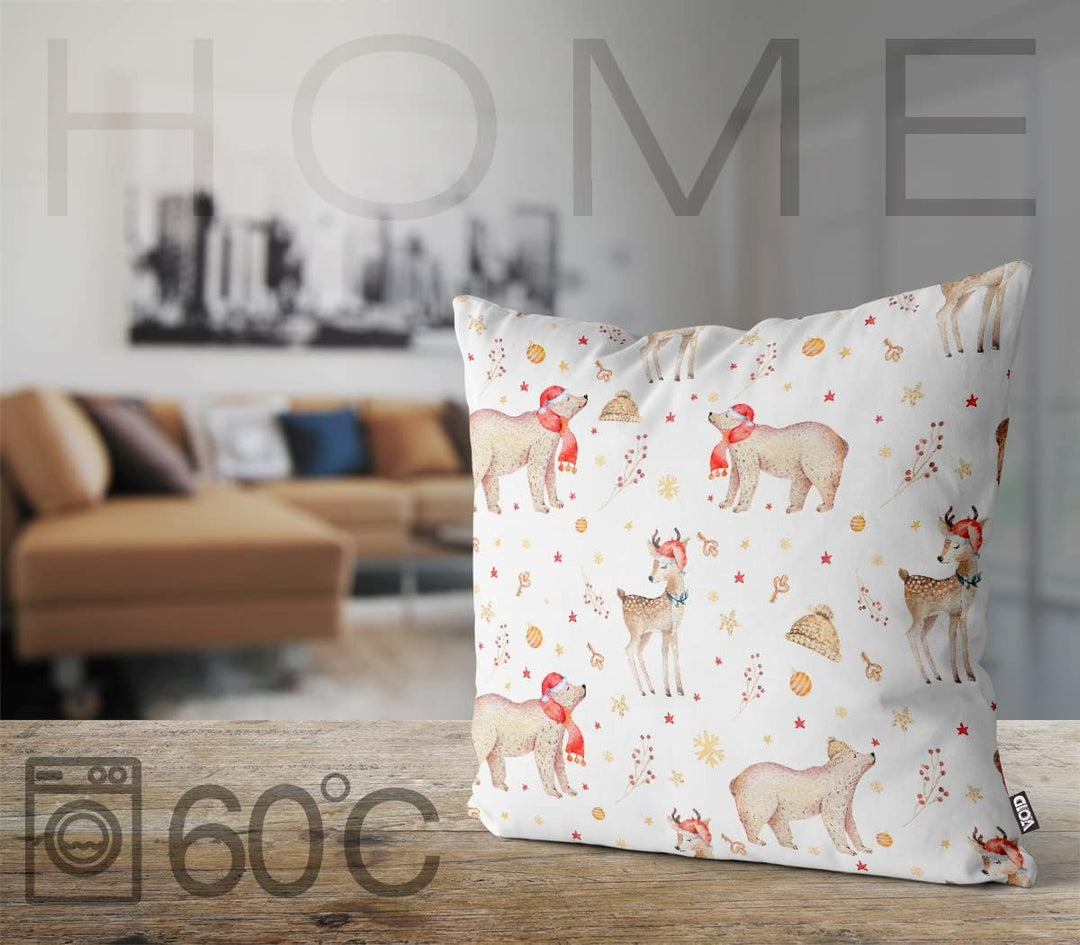 VOID Bär REH Weihnachten Tiere Kissenbezug Kissenhülle Sofakissen Kissen Deko Weihnachten Winter Wei